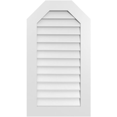 Ekena Millwork Octagonal Top Surface Mount PVC Gable Vent w/ 3-1/2"W x 1"P Standard Frame, 22"W x 40"H GVPOT22X4001SN